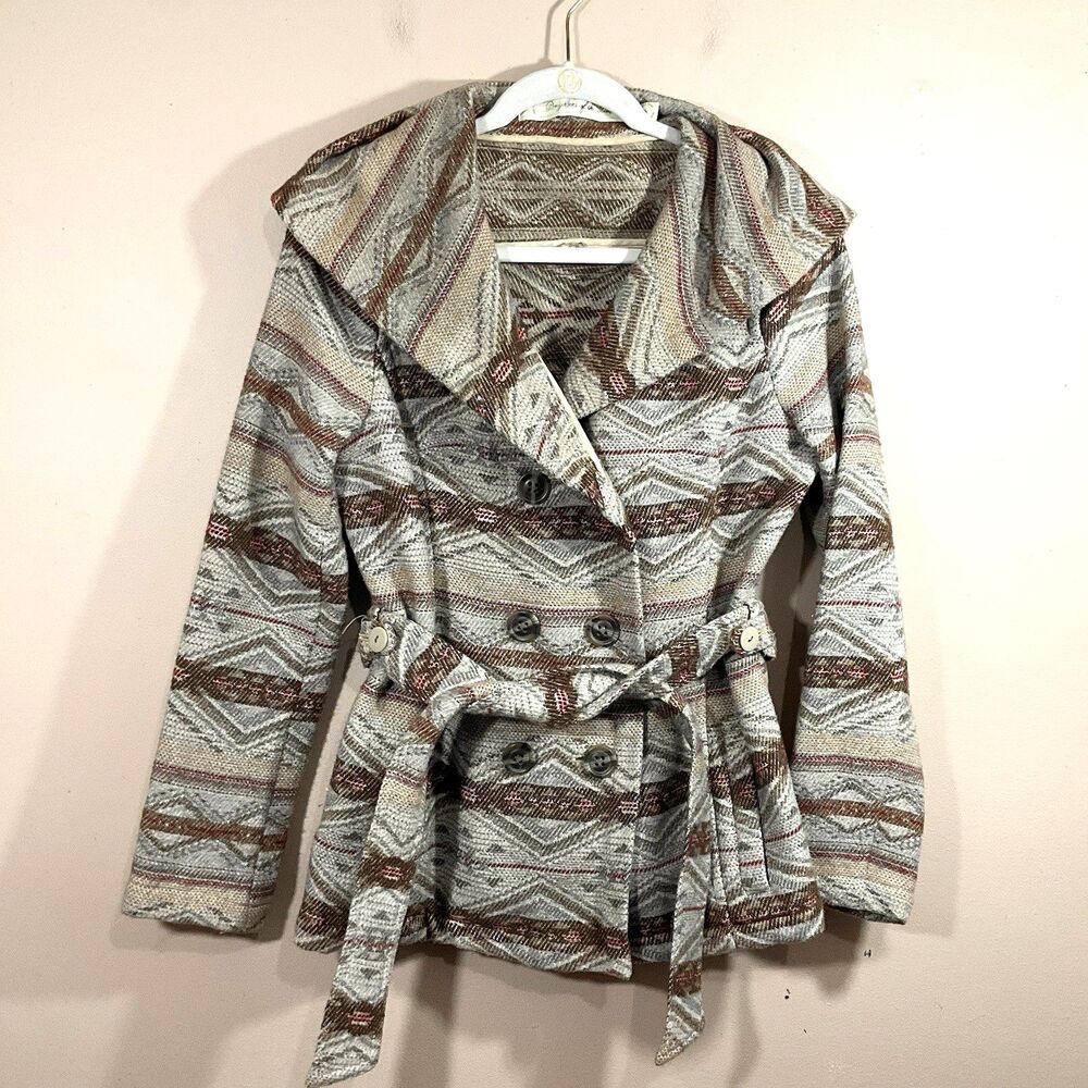 Daughters of the Liberation Anthropologie Womens Aztec Peacoat S Beige Western